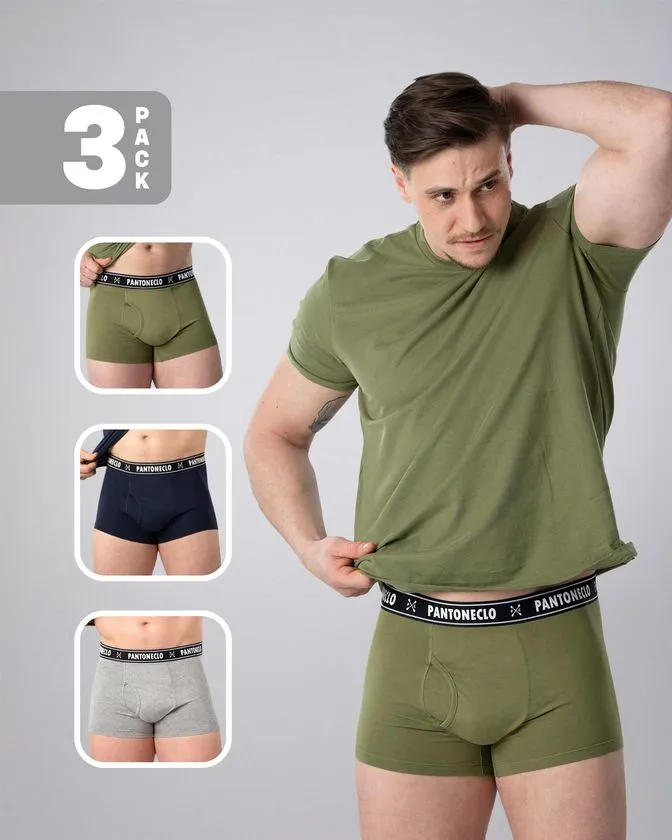 Moške bombaž-elastan boksarice - Paket 3 kosov