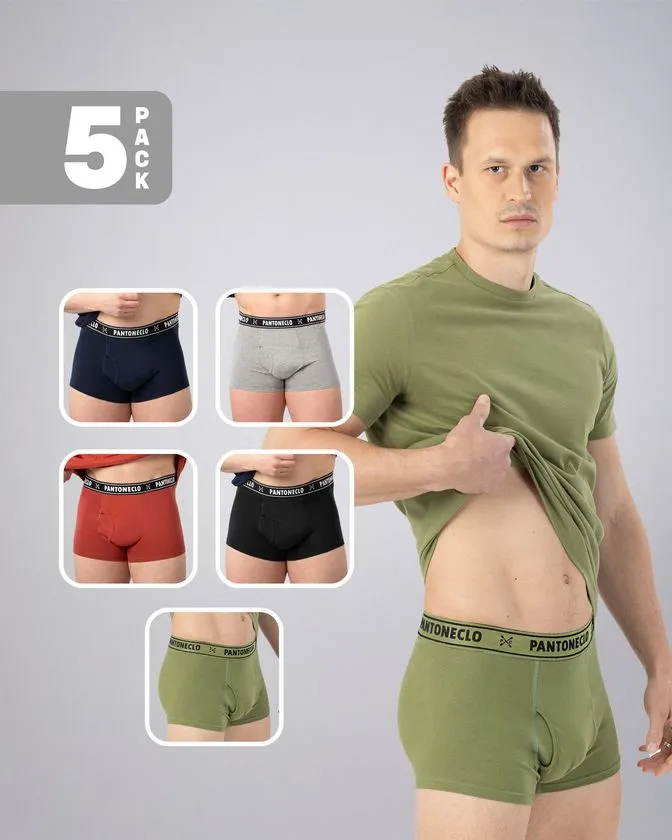 Moške bombaž-elastan boksarice - Paket 5 kosov
