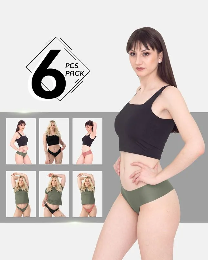 Nizek pas, najlon-elastan hipster+brazilke spodnjice – paket 6 kosov