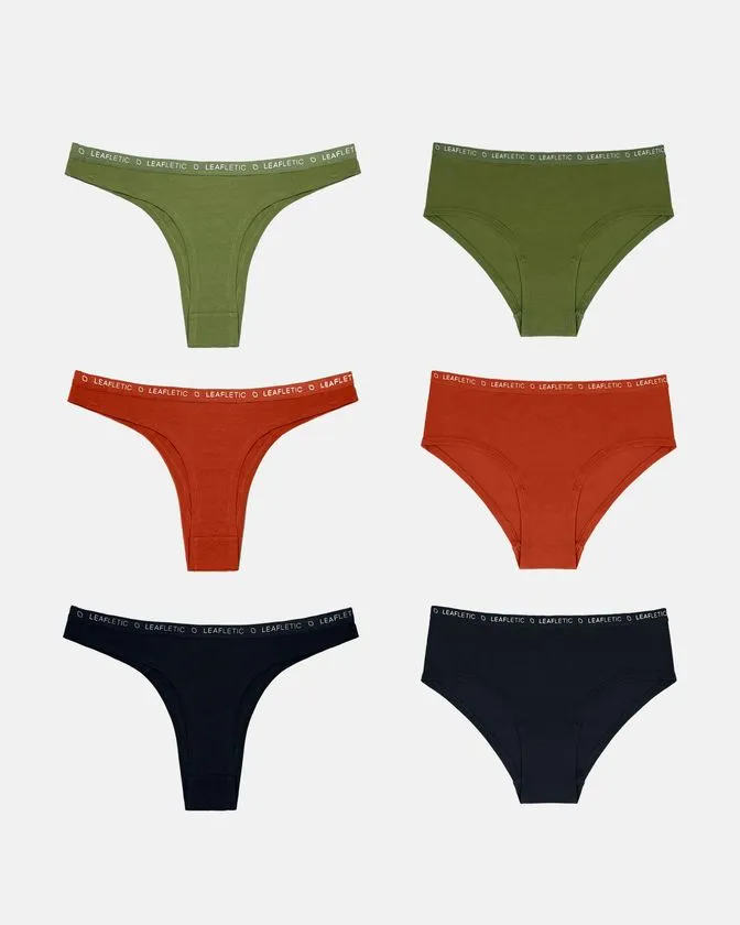 Srednje visok pas, bombaž-elastan hipster+brazilke spodnjice – paket 6 kosov