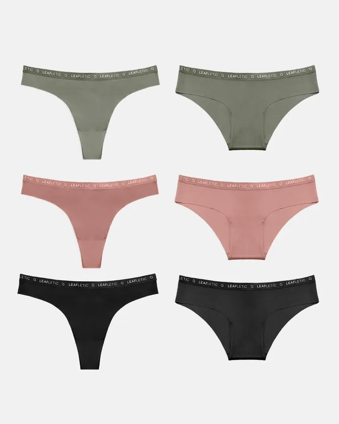 Srednje visok pas, najlon-elastan hipster+ brazilke spodnjice – paket 6 kosov