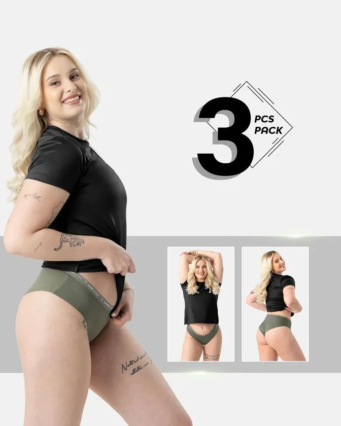 Srednje visok pas, najlon-elastan hipster spodnjice – paket 3 kosi