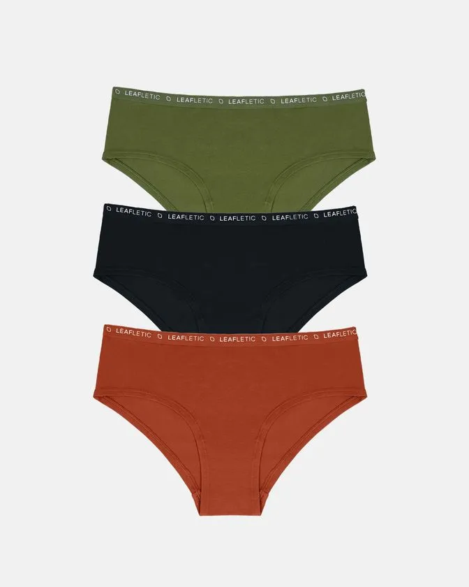 Srednje visok pas, bombaž-elastan hipster spodnjice – paket 3 kosi
